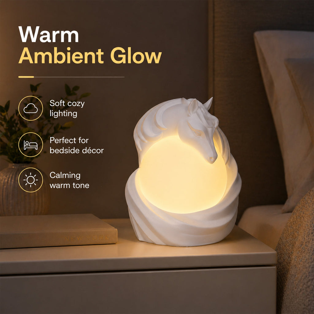 3D Printed Horse Ambient Table Lamp, Warm Glow Decorative Night Light, Sculptural Desk Lamp For Bedroom, Office And Home Decor