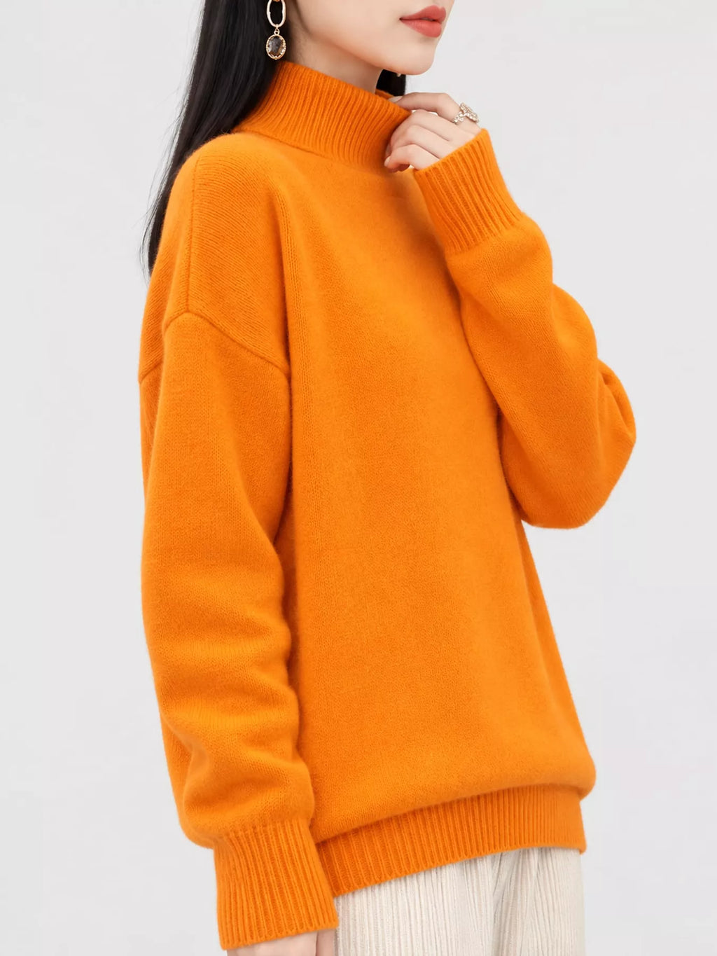 Turtleneck Dropped Shoulder Sweater