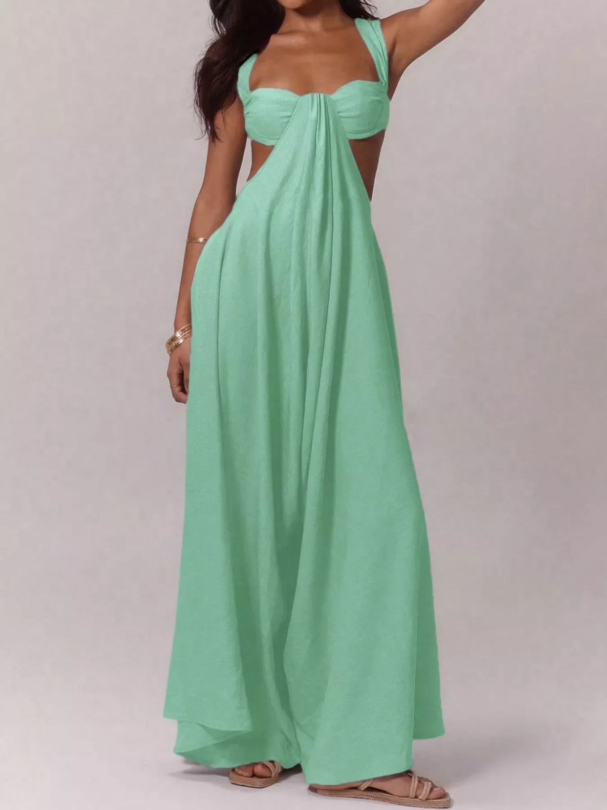 Backless Wide-Leg Jumpsuit with Cut-out Detail