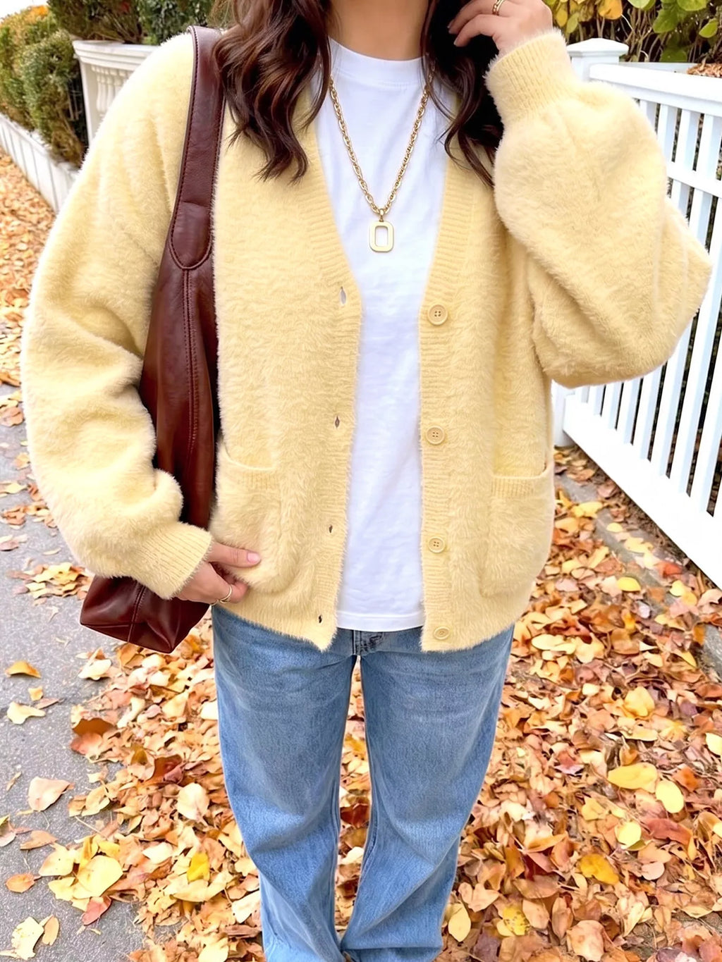 Button Up V-Neck Cardigan