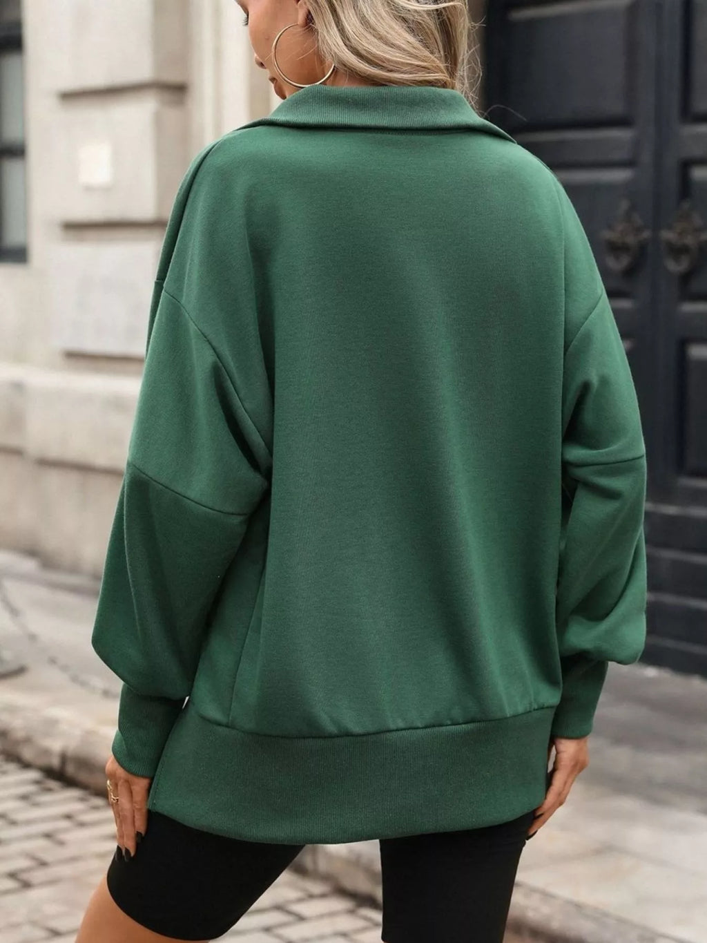 Side Slit Half Snap Sweatshirt
