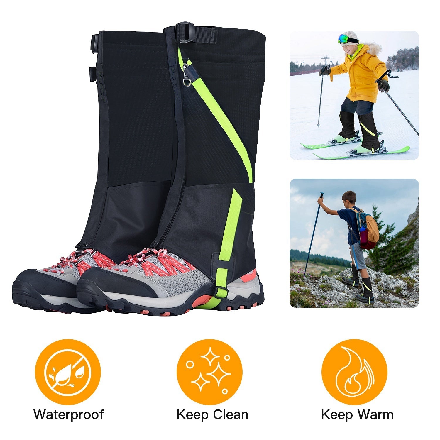 Leg Gaiters for Snow, Waterproof Leg Cover for Hiking