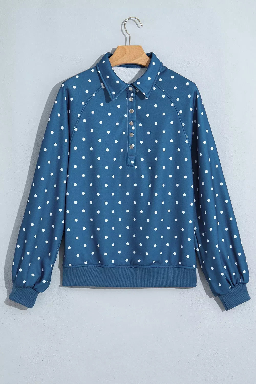 Polka Dot Snap-Button Sweatshirt
