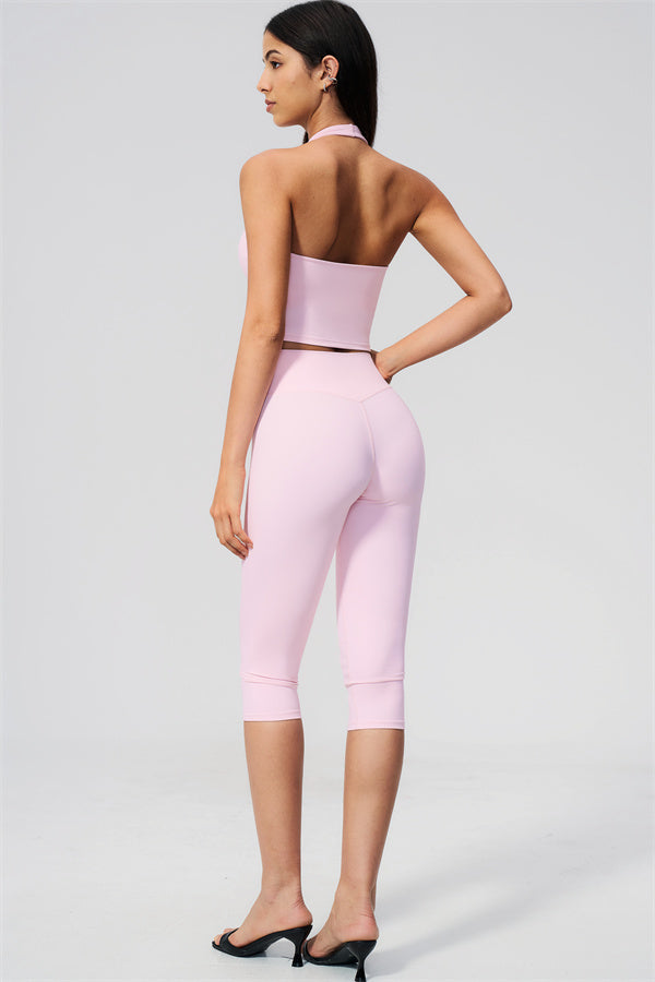 The Twirl Wide Strap Halter Crop Top