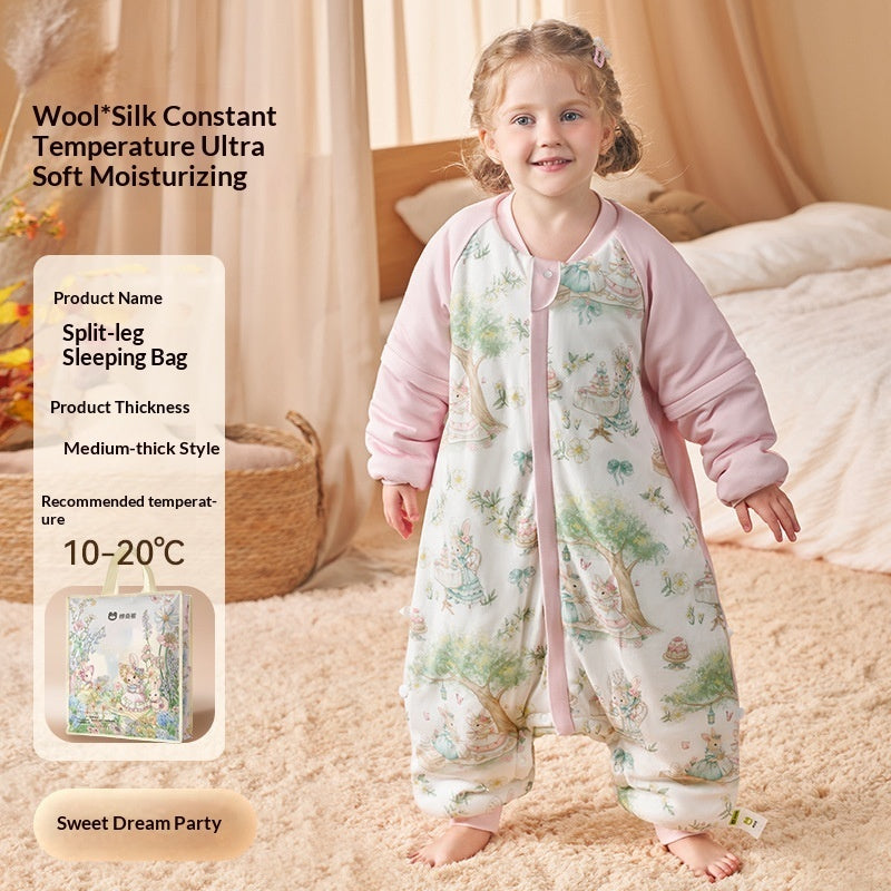Sleeping Bag Silk Wool Autumn And Winter Thickened Constant Temperature For Children