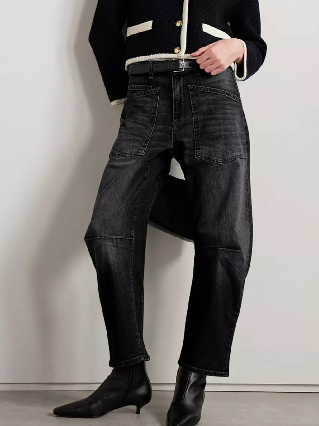 Wide-Leg Jeans with Patch Pockets