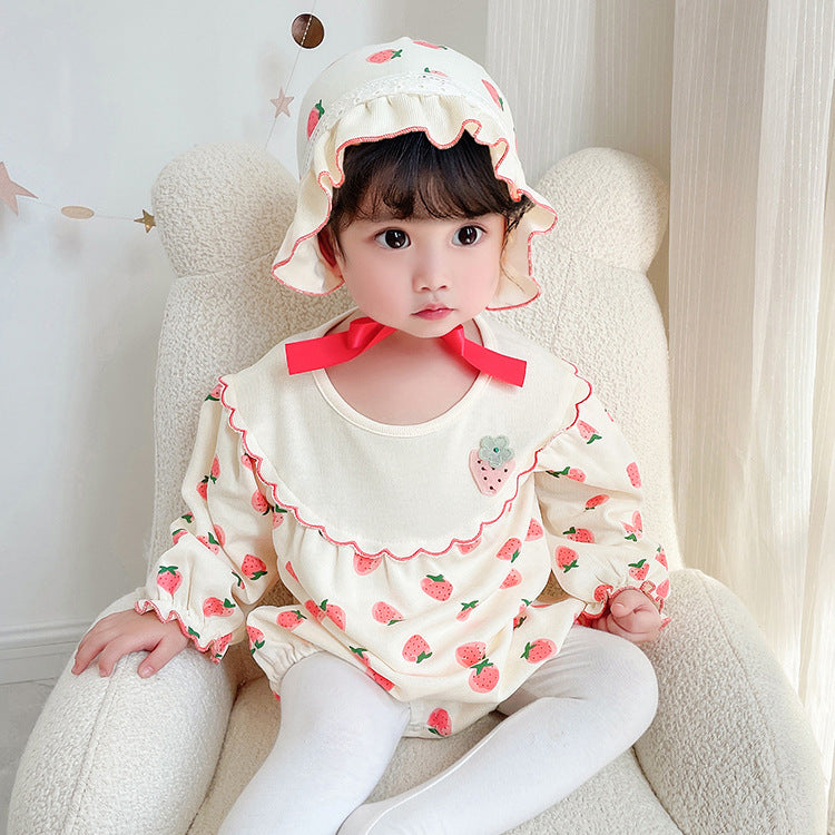 Printed Hooded Romper With A Three-piece Design For Newborns