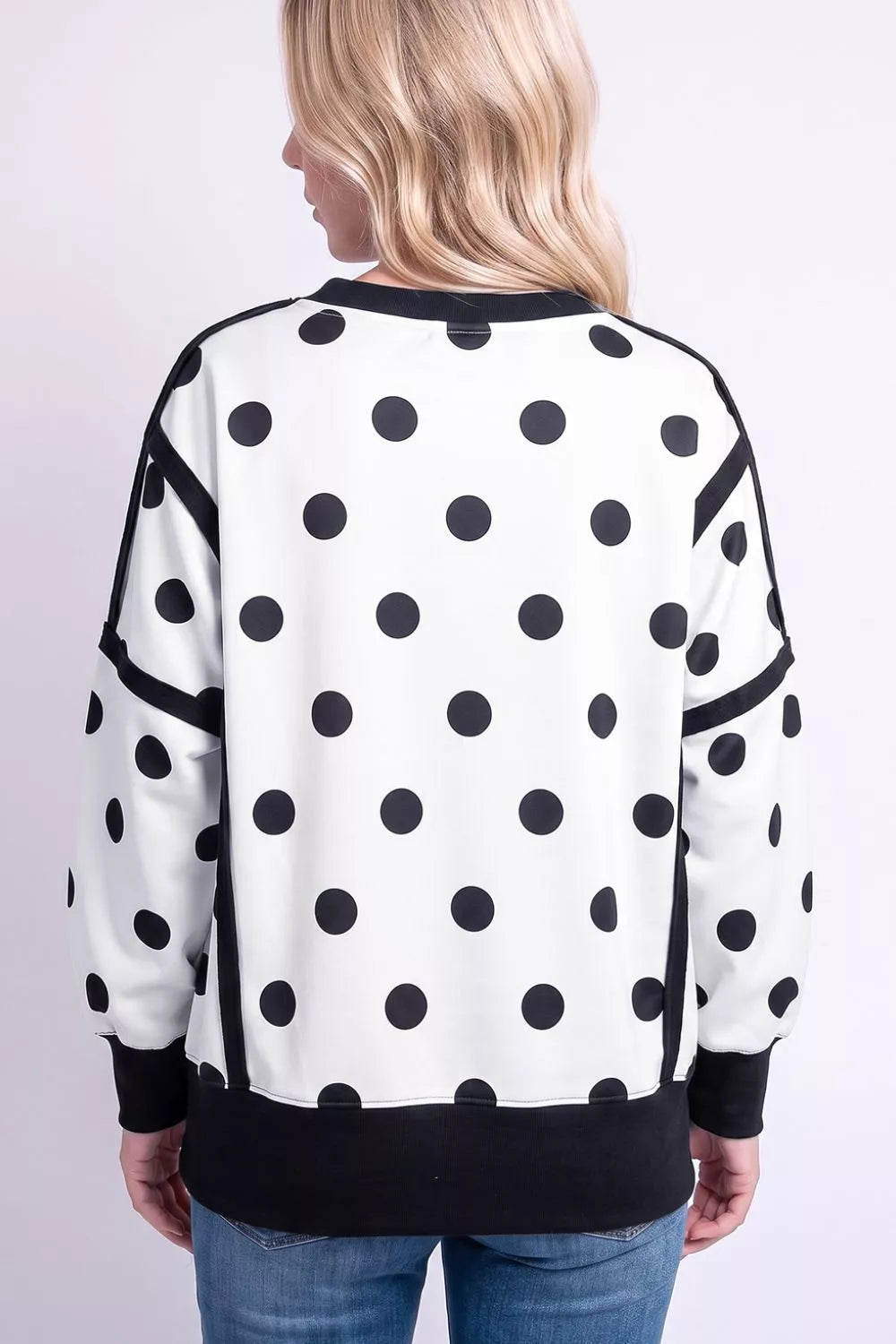 Polka Dot Crew Neck Sweatshirt