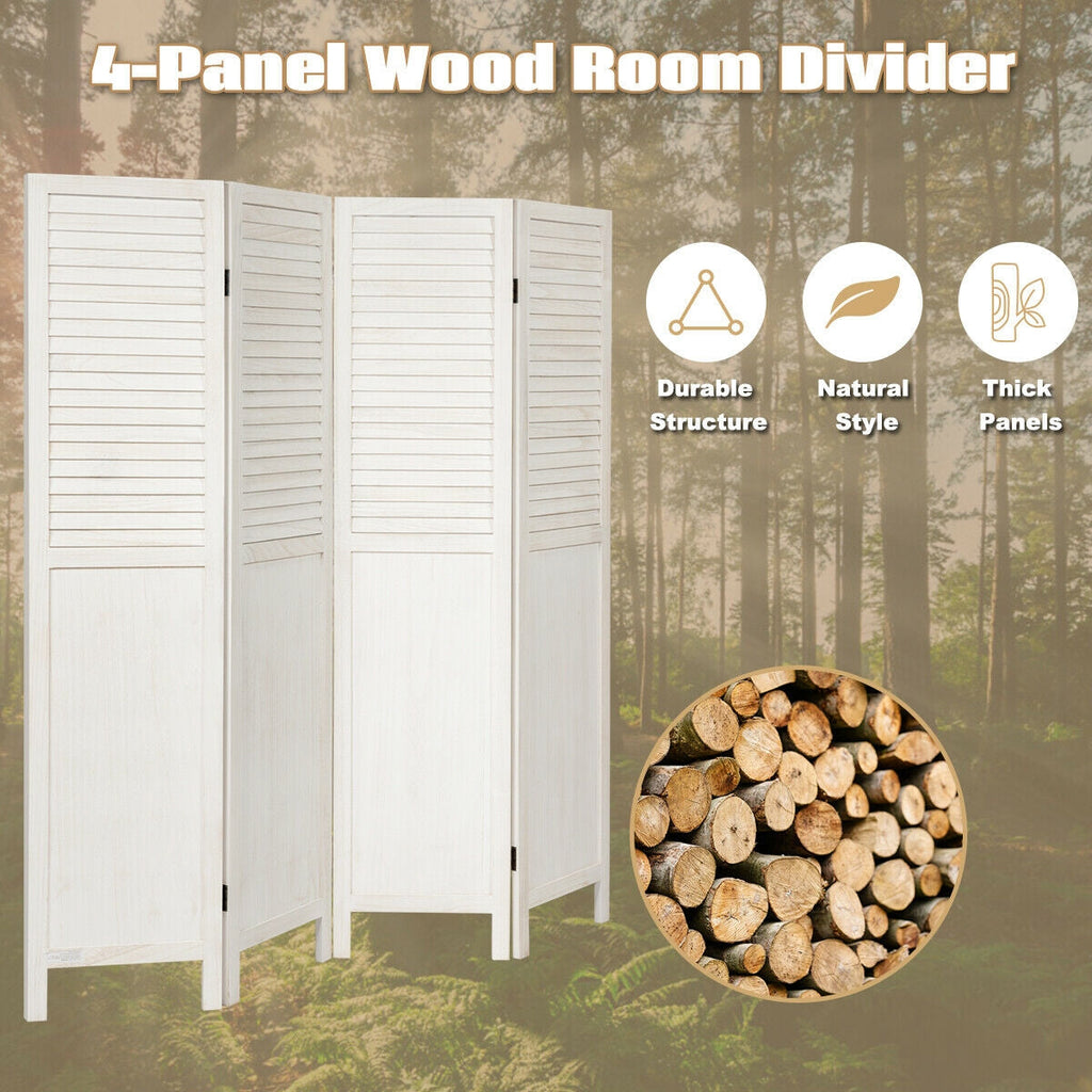 5.6 Ft Tall 4 Panel Folding Privacy Room Divider