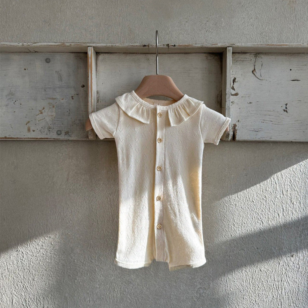 Lotus-leaf Collar Romper For Little Girls And Baby Girls