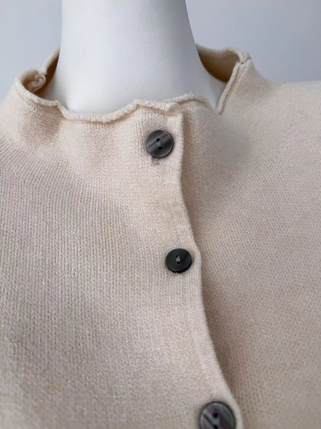 Mock Neck Button-Down Knit Cardigan