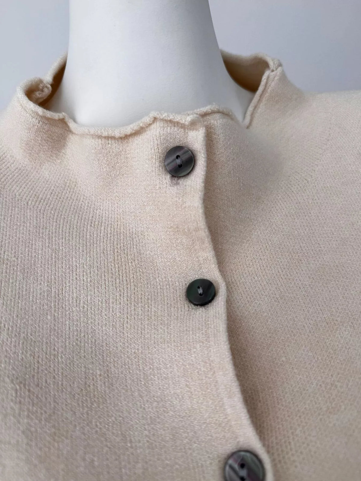 Mock Neck Button-Down Knit Cardigan