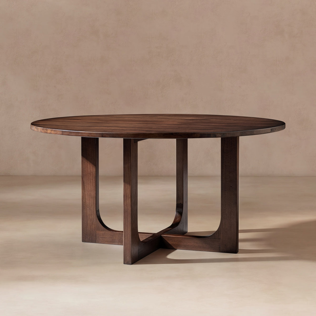 Reclaimed Pine Modern Round Dining Table with Intersecting Base - 60 Inch