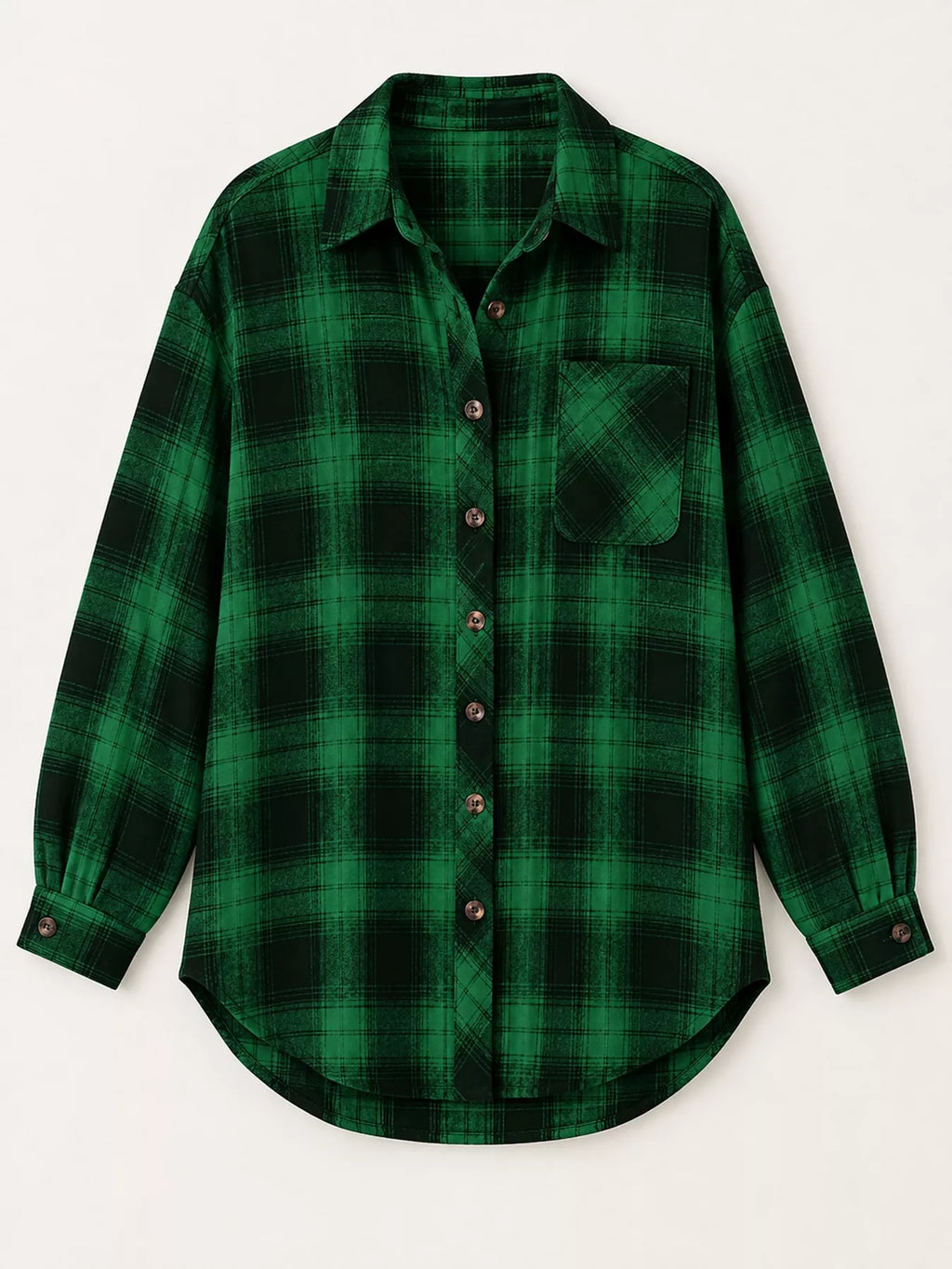Plaid Button-Down Oversized Shirt