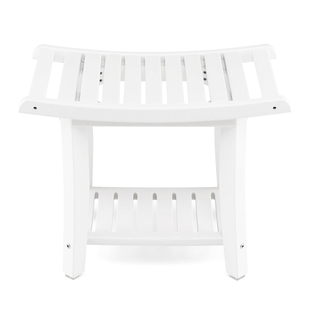 Waterproof Bath Stool with Curved Seat and Storage Shelf