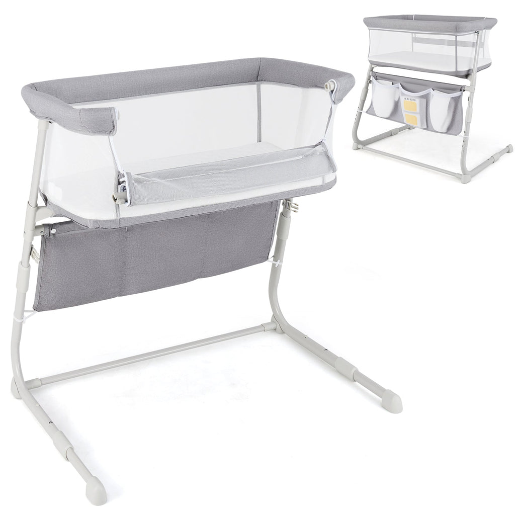 Baby Bassinet Bedside Crib with Adjustable Height Comfy Mattress