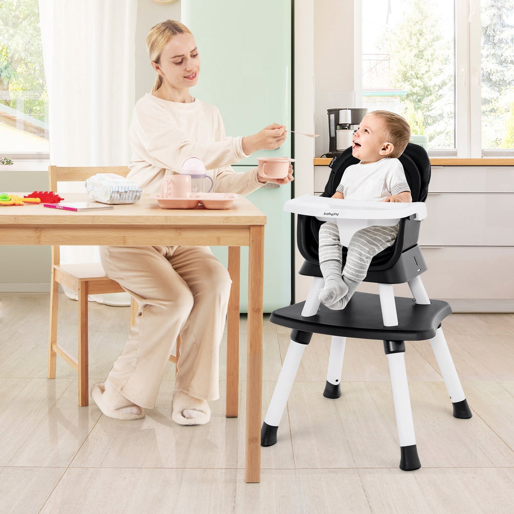 6-in-1 Convertible Baby High Chair with Adjustable Removable Tray