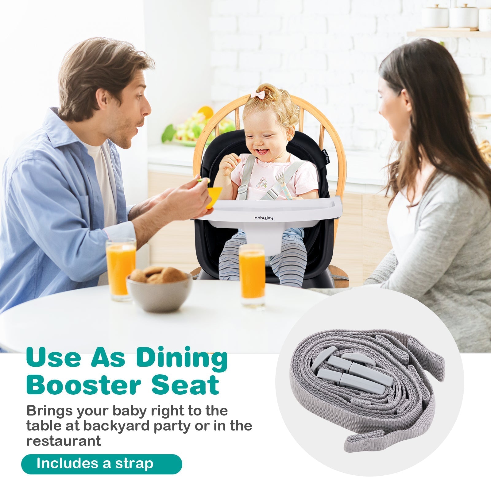 6-in-1 Convertible Baby High Chair with Adjustable Removable Tray