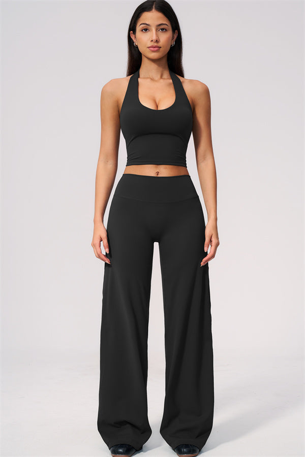 The Twirl Wide Strap Halter Crop Top