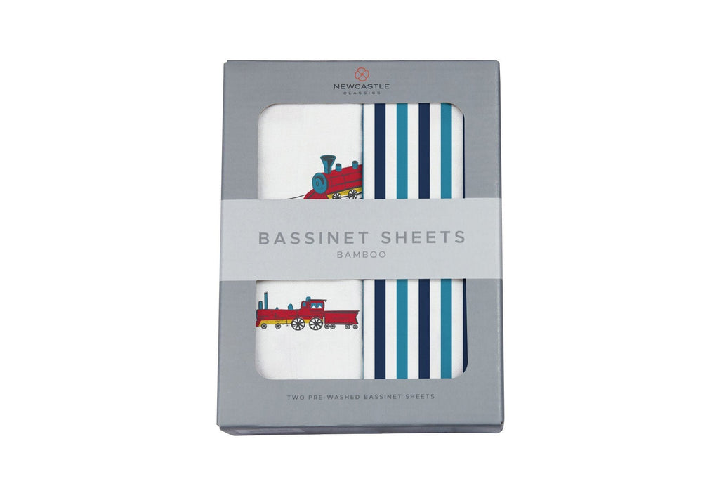 Bamboo Changing Pad Cover Vintage Train Reversible Striped