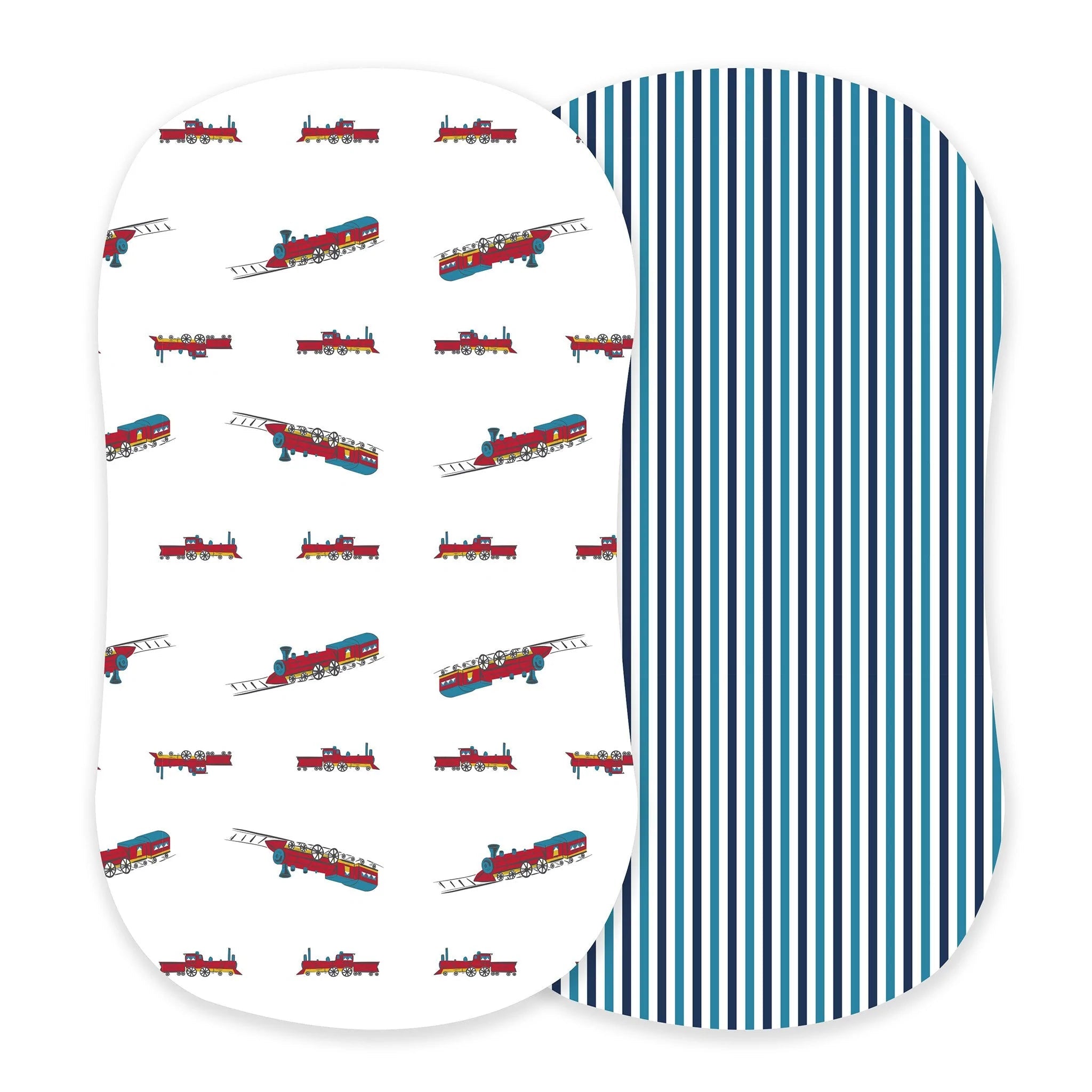 Bamboo Changing Pad Cover Vintage Train Reversible Striped