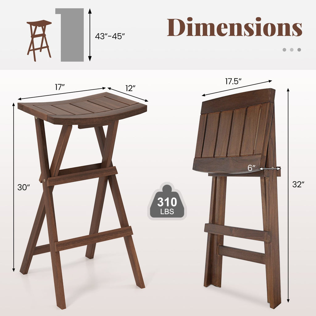 Bar Stools Set of 2 with Saddle Seat and Footrest for Kitchen Island and Balcony