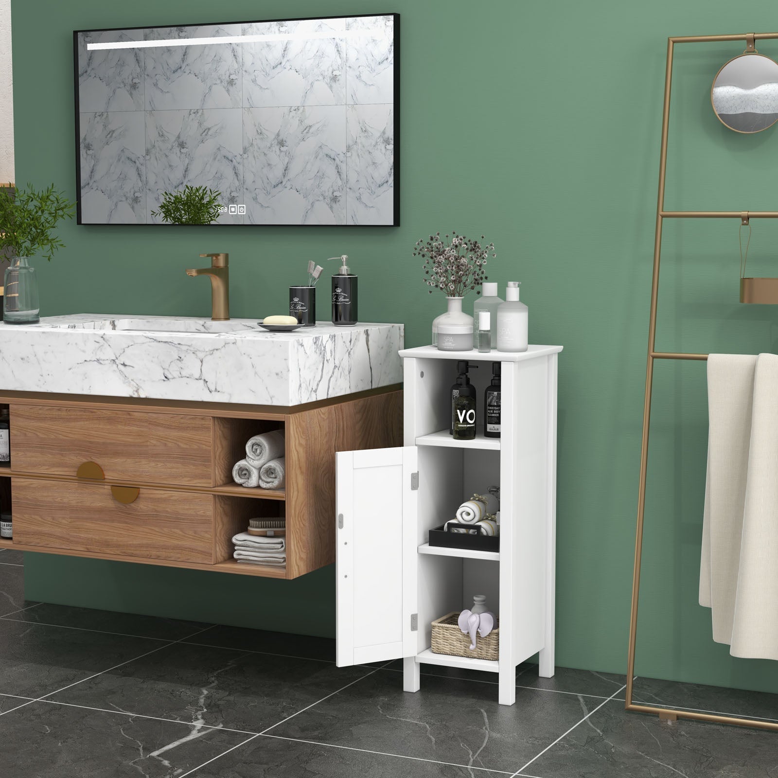 Bathroom Storage Organizer with 2-Tier Cabinet