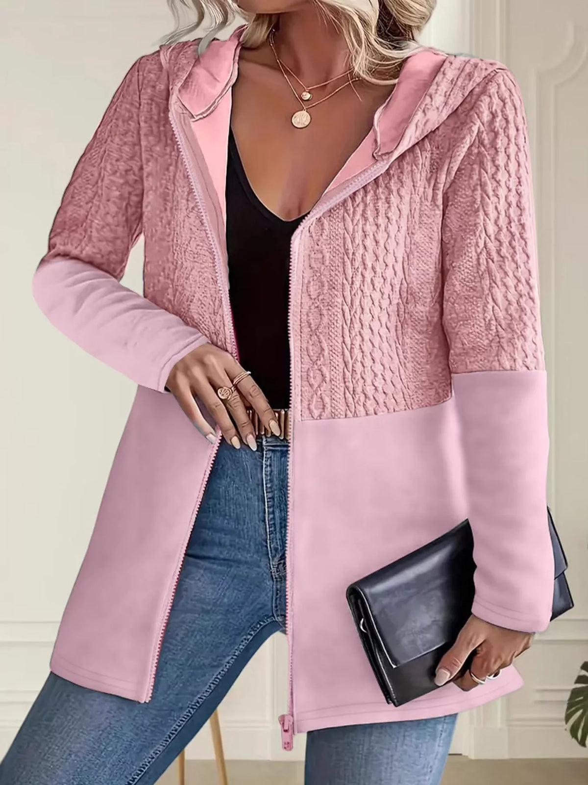Full Size Hooded Zip-Up Jacket Plus Size