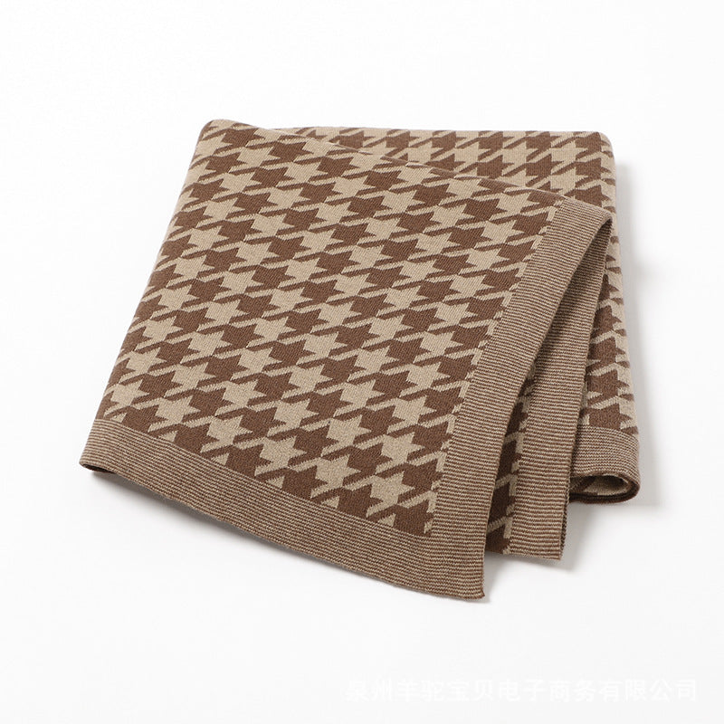 Houndstooth Jacquard Baby Swaddle Knitted Blanket