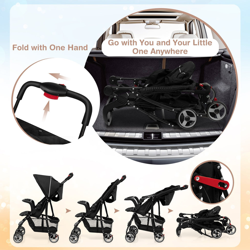 Toddler Travel Stroller for Airplane with Canopy and Adjustable Backrest
