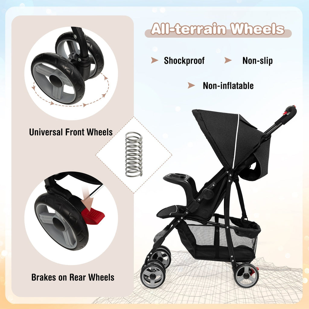 Toddler Travel Stroller for Airplane with Canopy and Adjustable Backrest