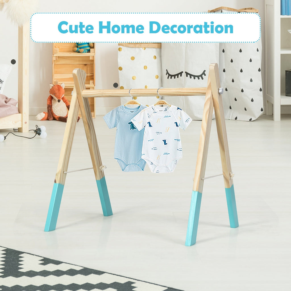 Portable 3 Wooden Newborn Baby Exercise Activity Gym Teething Toys Hanging Bar