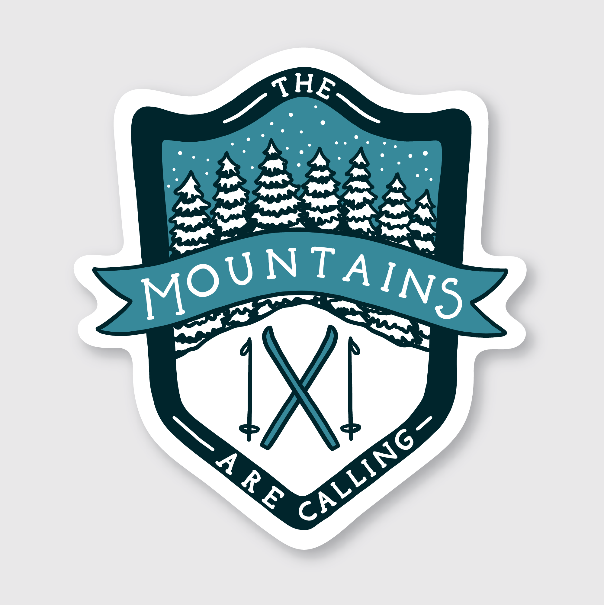 Mountains Calling Ski Sticker