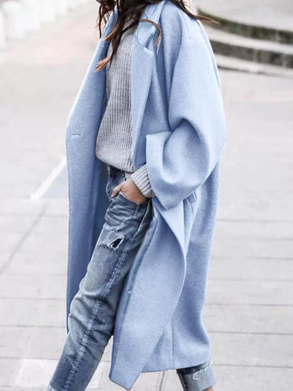 Full Size Lapel Collar One Button Coat Plus Size