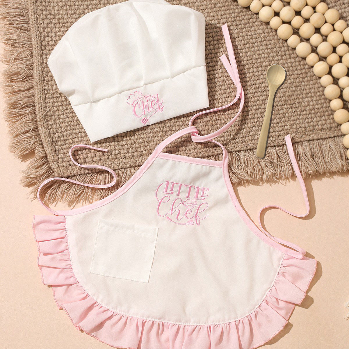 One-month-old Baby Photo Outfit Tall-top Hat Lace-trimmed Embroidery Little Chef Costume