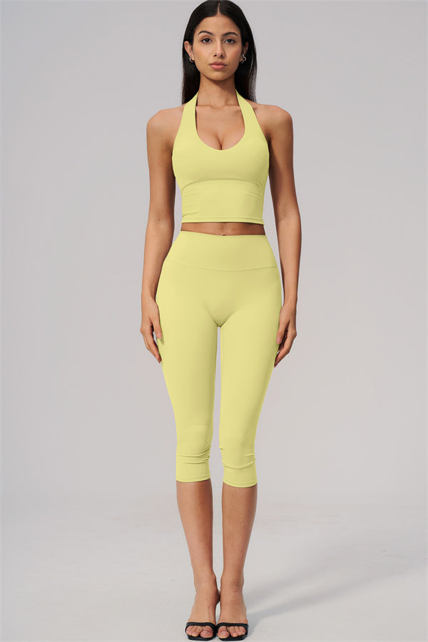 The Twirl Wide Strap Halter Crop Top