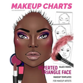 Makeup Charts - Face Charts for Makeup Artists: Black Model - INVERTED TRIANGLE face shape - Paperback
