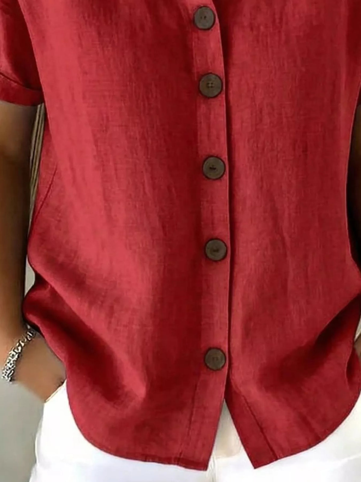 Full Size Button-Down Short Sleeve Shirt Plus Size