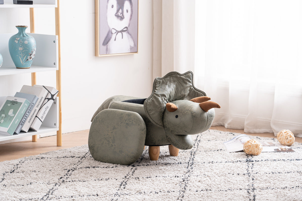 Dean the Dinosaur Storage Ottoman with Hidden Storage - Soft Green