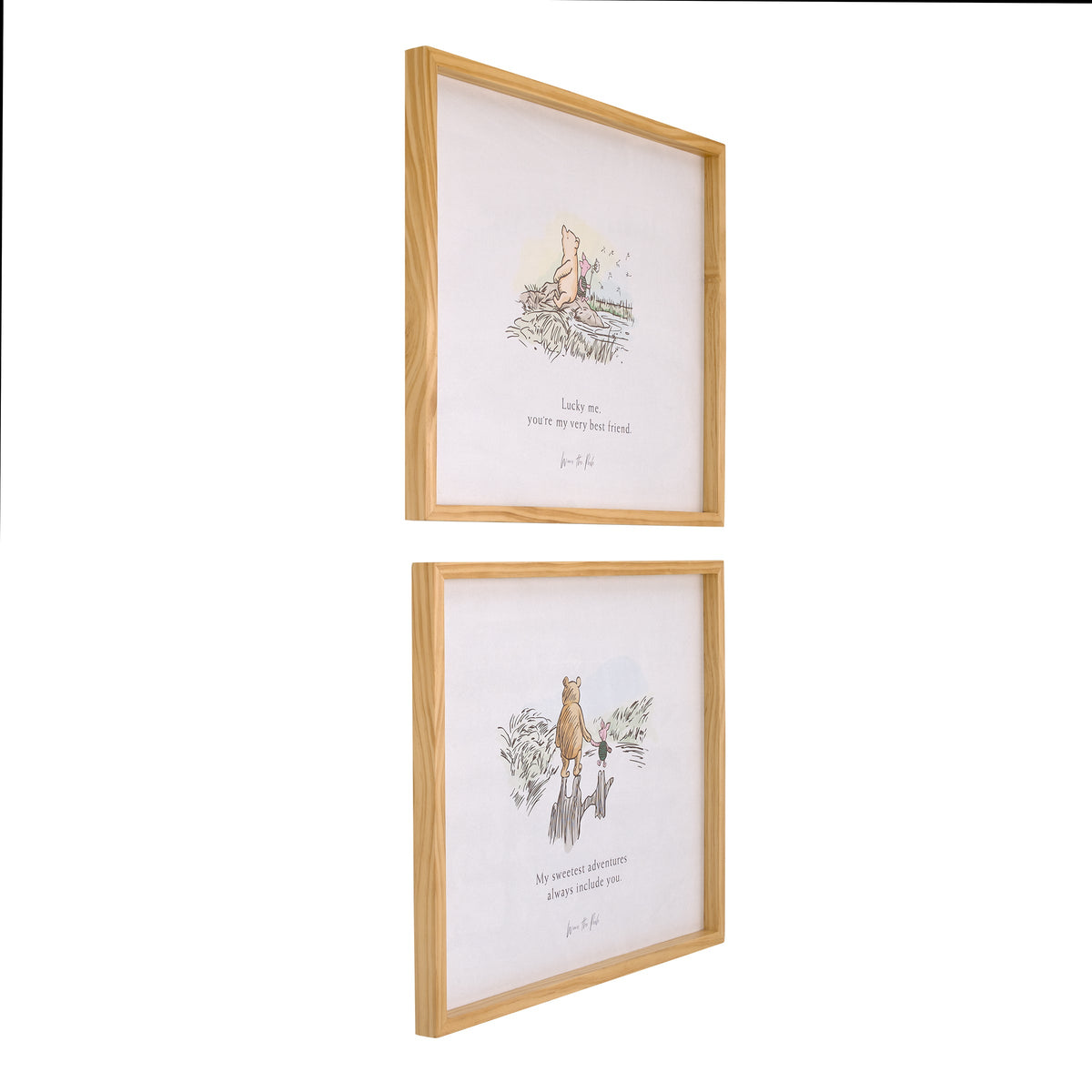 Winnie the Pooh - Classic Pooh "My Sweetest Adventures Always Include You" with Piglet Natural Pine Wood Framed Art Canvas Wall DÃ©cor