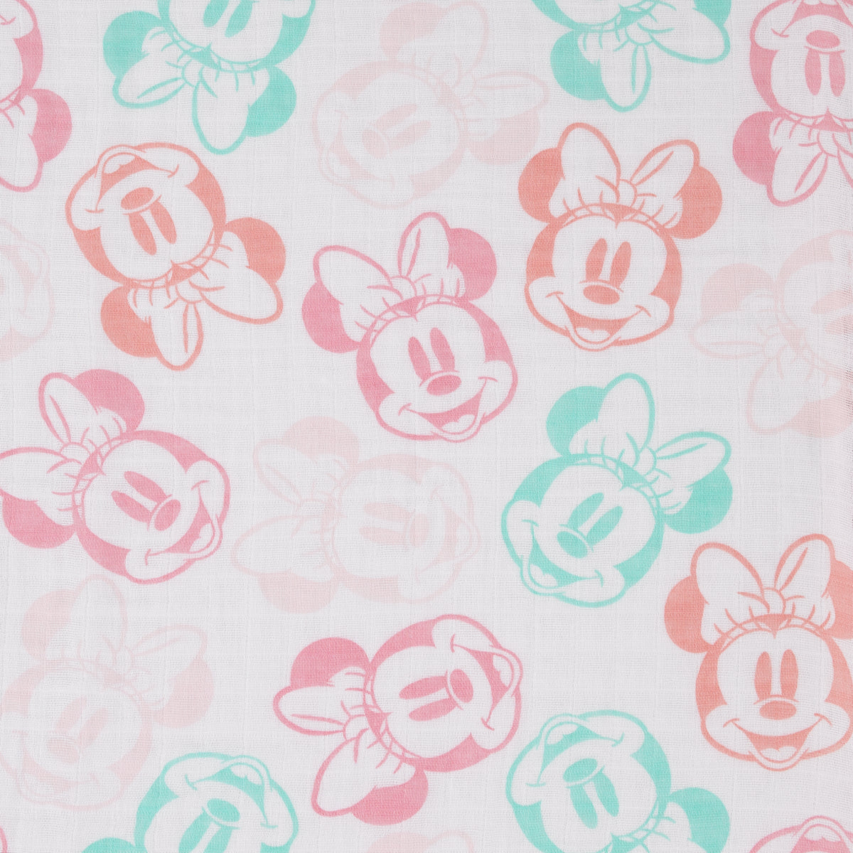 Disney Minnie Mouse Pink, Aqua, and White 3 Piece Muslin Swaddle Baby Blanket Set