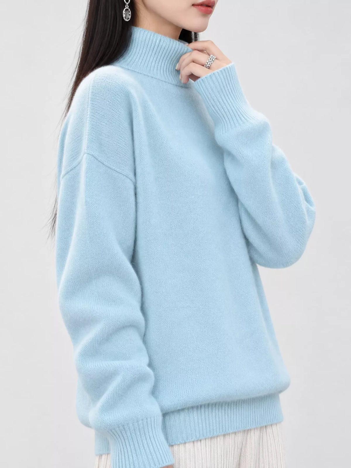 Turtleneck Dropped Shoulder Sweater