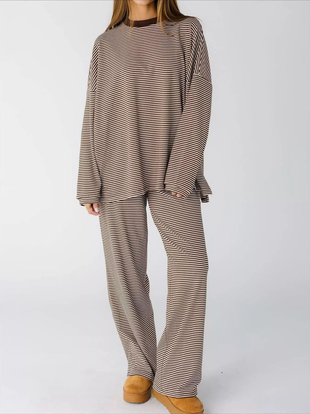 Striped Long Sleeve Top and Pants Set