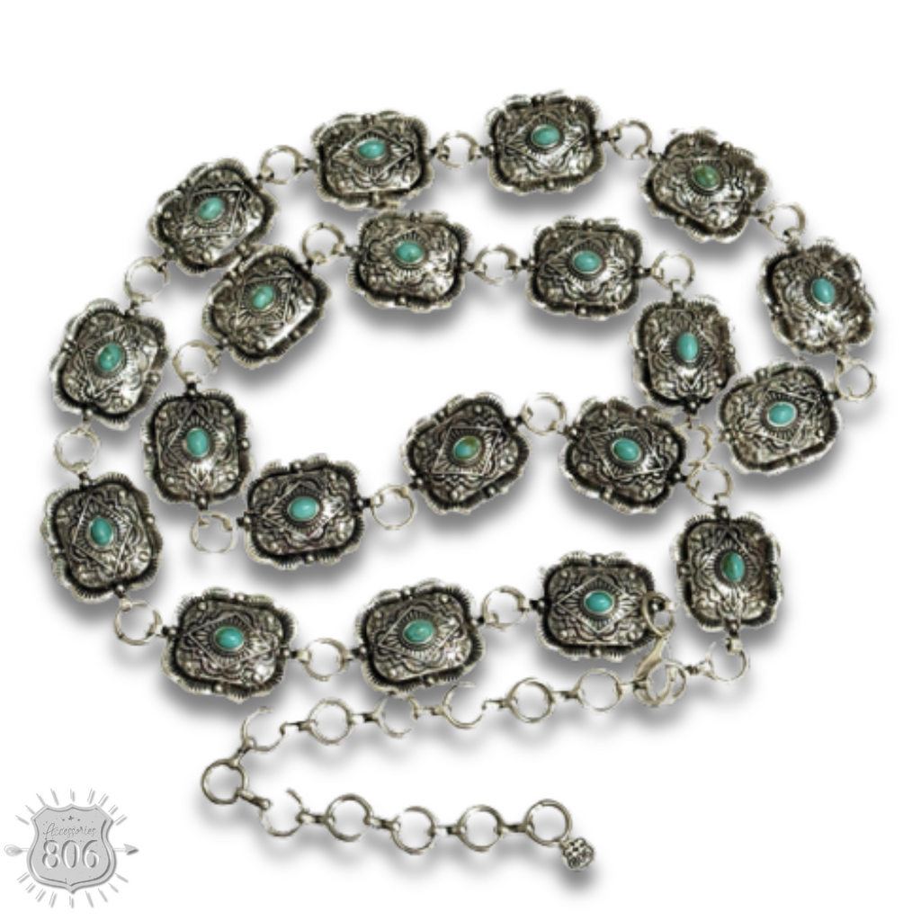 Scalloped western concho link belt