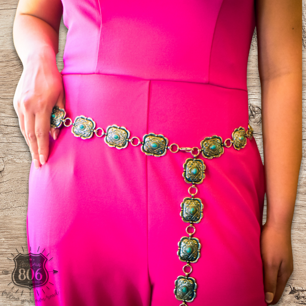 Scalloped western concho link belt