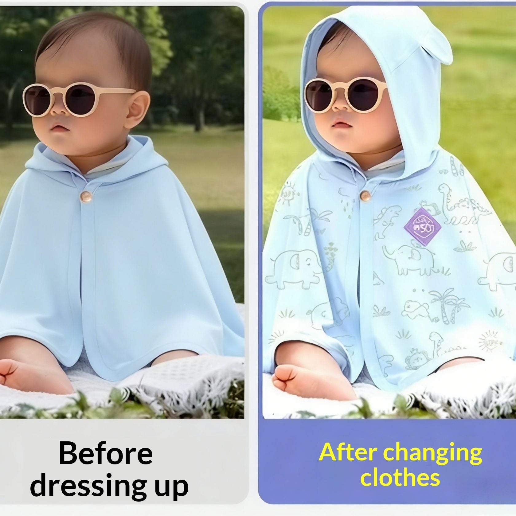 Color-changing UV-protection Cape Baby Sun-protective Garment