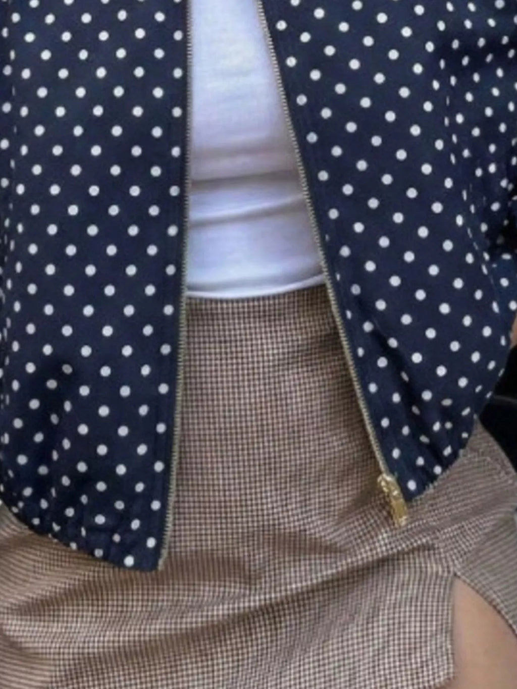 Polka Dot Casual Zip-Up Jacket
