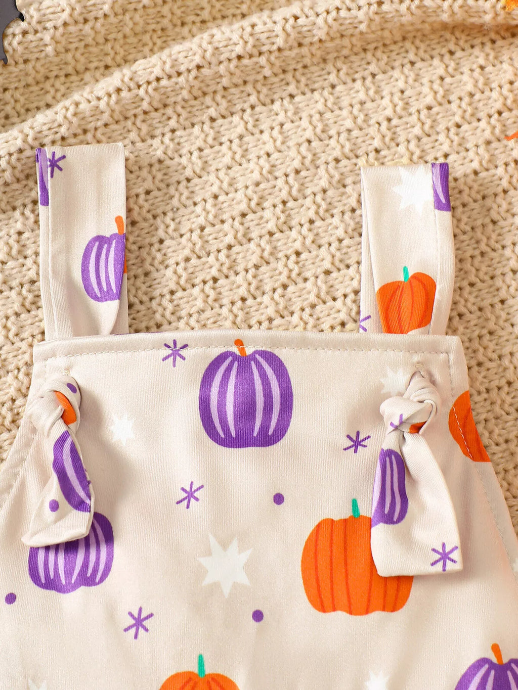 Children's Halloween Pumpkin Print Bell-Bottom Jumpsuit
