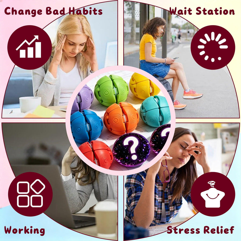 9PCS 3D Printed Articulated Fidget Sphere Set, Colorful Folding Sensory Balls With Rotating & Pressable Jointed Design, Pocket Desk Fidget For Teens & Adults