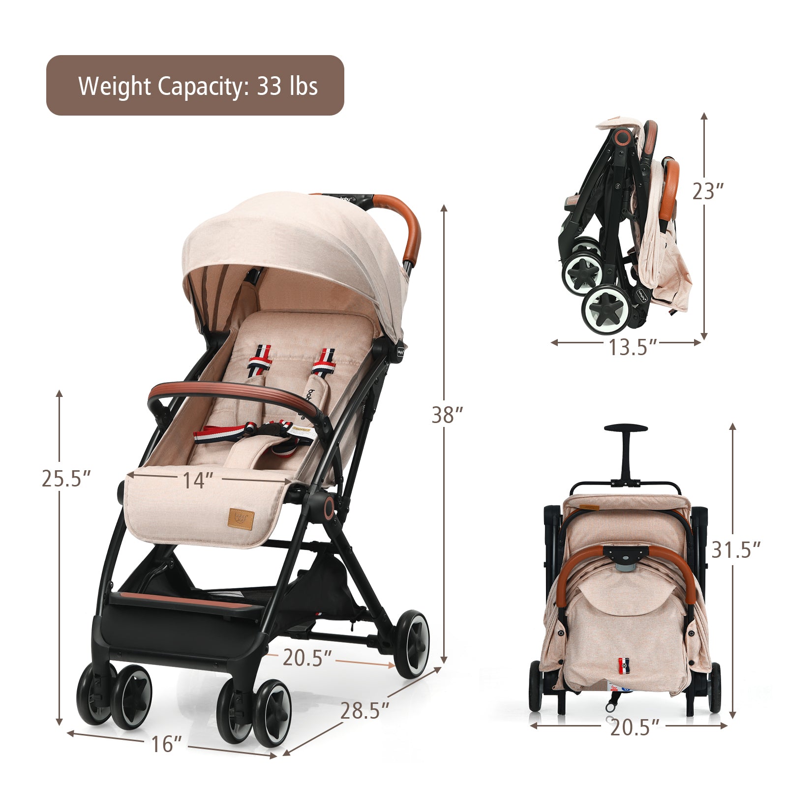 Lightweight Aluminium Frame Baby Stroller with Net